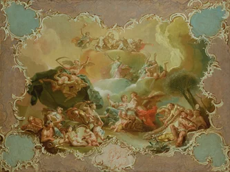 Modello pour une décoration de plafond représentant Cérès avec les fruits de la terre avec le Temps surmontant l